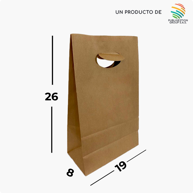 Bolsa con manija troquelada y medidas